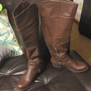 Knee high, wide calf boots